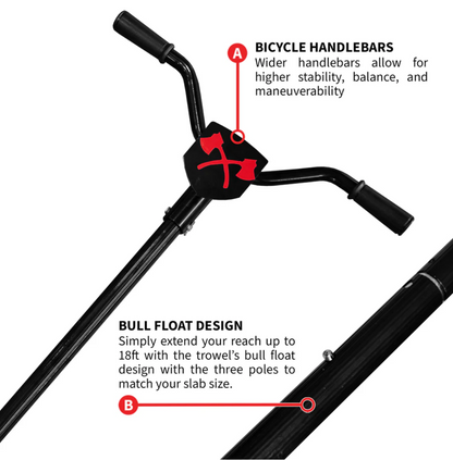 30" Portable Concrete Power Trowel with 18ft Bull Float Handle Honda GX35 Engine