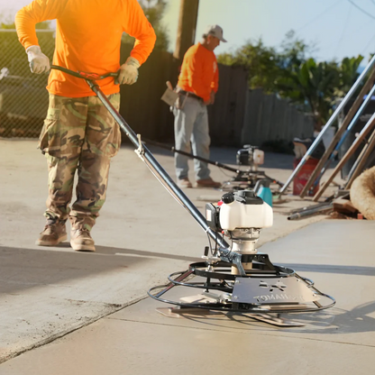 30" Portable Concrete Power Trowel with 18ft Bull Float Handle Honda GX35 Engine